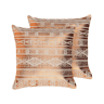 Conjunto de 2 almofadas decorativas OUJDA Algodão 50 x 50 cm Cobre Padrão geométrico