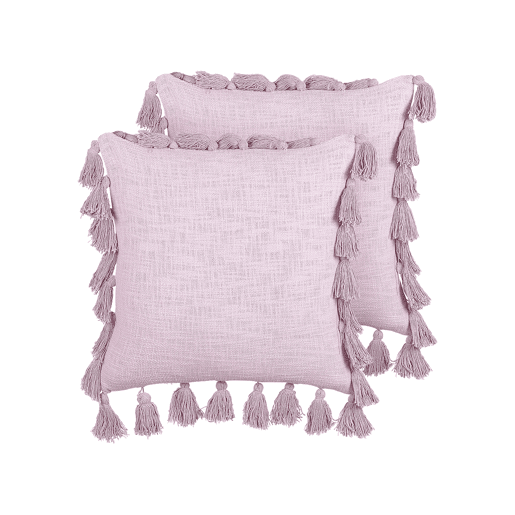 Conjunto de 2 almofadas decorativas LYNCHIS Algodão 45 x 45 cm Rosa