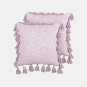 Conjunto de 2 almofadas decorativas LYNCHIS Algodão 45 x 45 cm Rosa