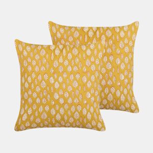 Conjunto de 2 almofadas decorativas GINNALA Algodão 45 x 45 cm Amarelo Padrão de plantas