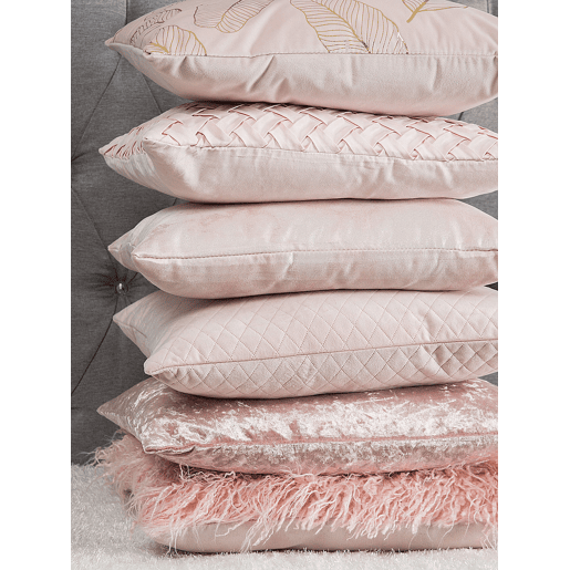 Conjunto de 2 almofadas decorativas FREESIA Veludo 45 x 45 cm Rosa Padrão de plantas