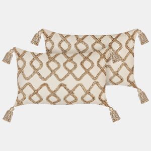 Conjunto de 2 almofadas decorativas INCANA Algodão 30 x 50 cm Creme Padrão geométrico