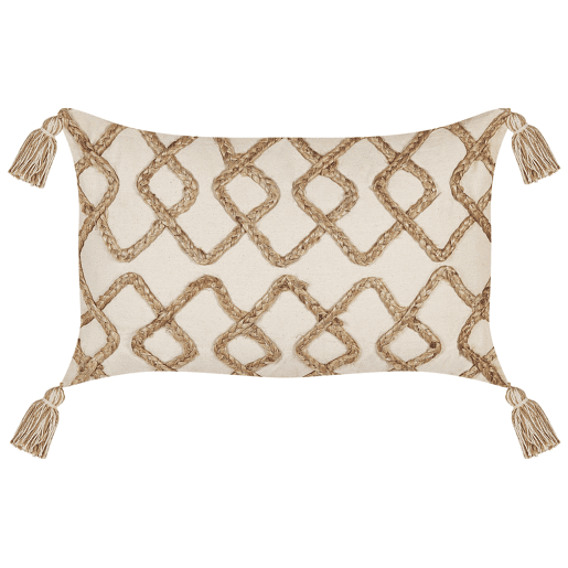 Conjunto de 2 almofadas decorativas INCANA Algodão 30 x 50 cm Creme Padrão geométrico