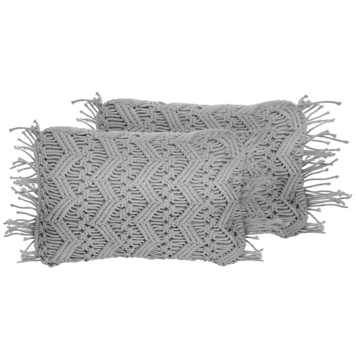 Conjunto de 2 almofadas decorativas KIRIKKALE Algodão 30 x 45 cm Cinzento Padrão geométrico