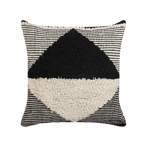 Conjunto de 2 almofadas decorativas KHORA Algodão 50 x 50 cm Preto Padrão geométrico