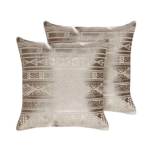Conjunto de 2 almofadas decorativas OUJDA Algodão 50 x 50 cm Rosa-dourado Padrão geométrico