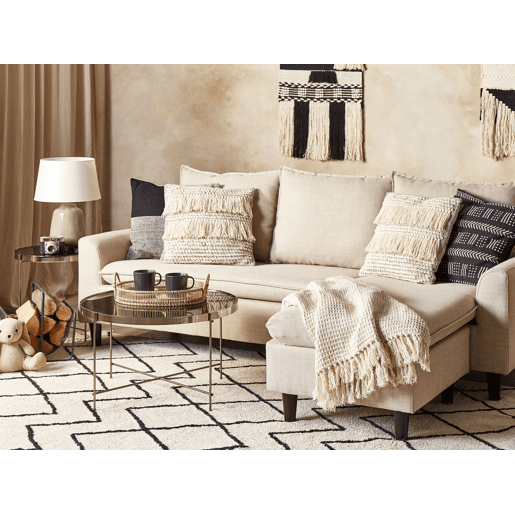 Conjunto de 2 almofadas decorativas IRESINE Algodão 45 x 45 cm Creme Padrão geométrico