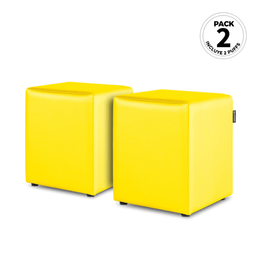 Happers Indoor Yellow Leatherette Cube Puff PACK 2 UNIDADES HAPPERS