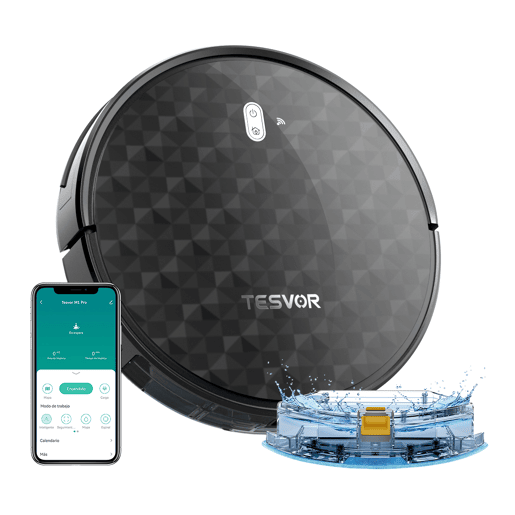 Aspirador robô Tesvor M1 Pro com 4000 Pa de potência, aspirador robô sem fios com mapeamento da divisão em tempo real, optimizado para cabelos