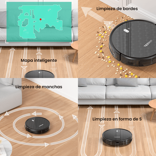 Aspirador robô Tesvor M1 Pro com 4000 Pa de potência, aspirador robô sem fios com mapeamento da divisão em tempo real, optimizado para cabelos