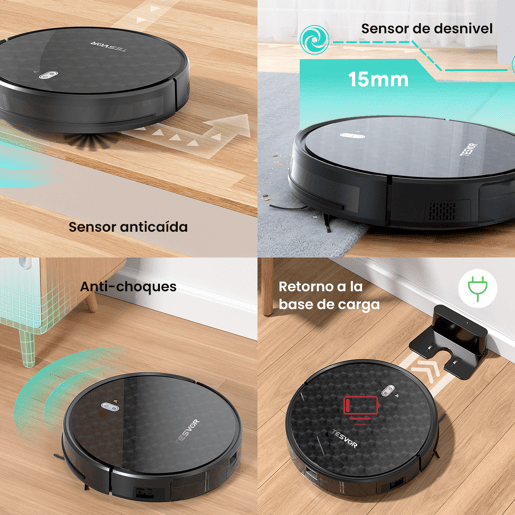Aspirador robô Tesvor M1 Pro com 4000 Pa de potência, aspirador robô sem fios com mapeamento da divisão em tempo real, optimizado para cabelos