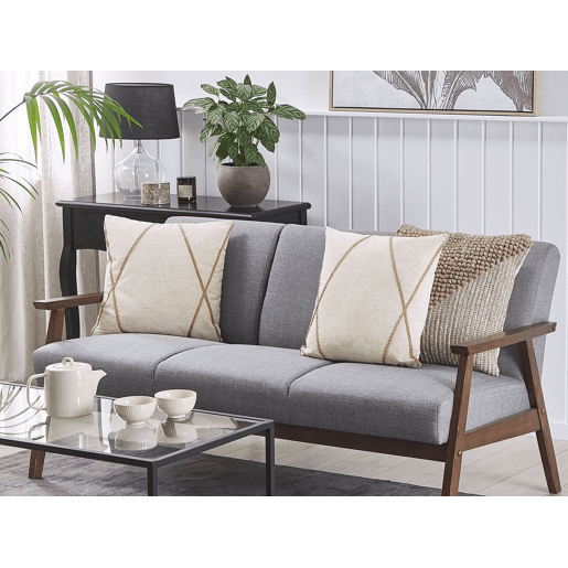 Conjunto de 2 almofadas decorativas LICUALA 45 x 45 cm Creme Padrão geométrico