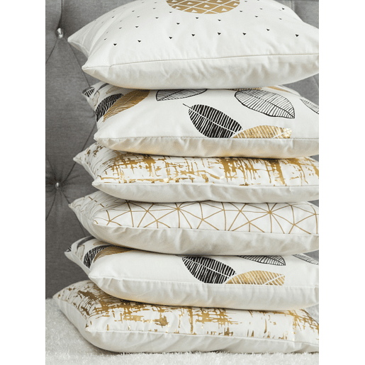 Conjunto de 2 almofadas decorativas LOTUS Algodão 45 x 45 cm Branco Dourado Preto Padrão de plantas