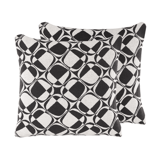 Conjunto de 2 almofadas decorativas KOTURE Algodão 45 x 45 cm PretoBranco Padrão geométrico