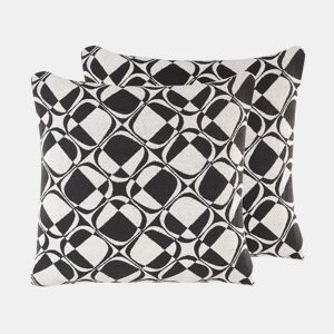 Conjunto de 2 almofadas decorativas KOTURE Algodão 45 x 45 cm PretoBranco Padrão geométrico