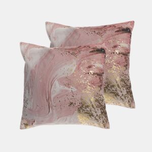 Conjunto de 2 almofadas decorativas LANTANA 45 x 45 cm Rosa Efeito de mármore