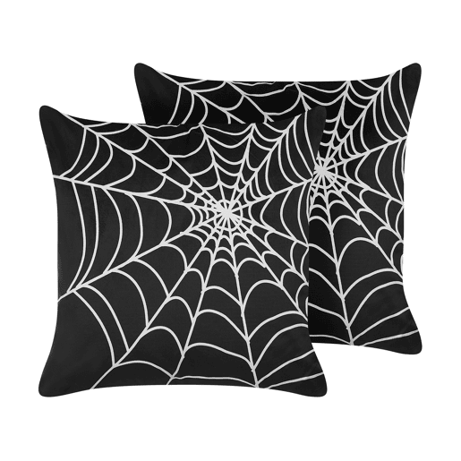 Conjunto de 2 almofadas decorativas LYCORIS Veludo 45 x 45 cm Preto Padrão abstracto