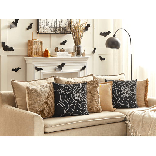 Conjunto de 2 almofadas decorativas LYCORIS Veludo 45 x 45 cm Preto Padrão abstracto