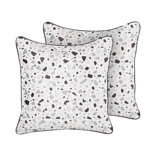 Conjunto de 2 almofadas decorativas LAVENDER Veludo 45 x 45 cm Branco Efeito terrazzo