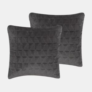 Conjunto de 2 almofadas decorativas LALAM Algodão 45 x 45 cm Cinzento Padrão geométrico