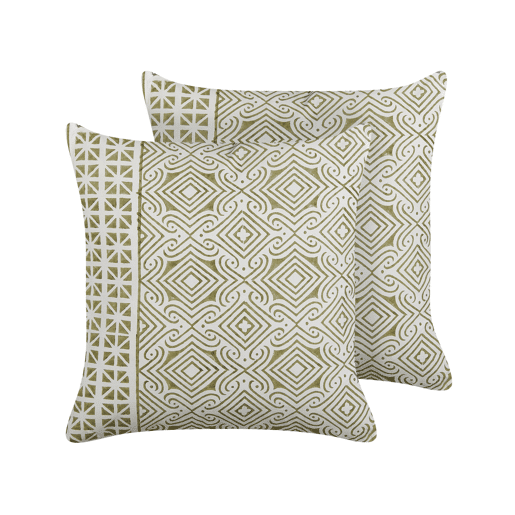 Conjunto de 2 almofadas decorativas LARICS Algodão 45 x 45 cm Verde Padrão oriental