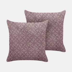 Conjunto de 2 almofadas decorativas LARKSPUR Veludo 45 x 45 cm Rosa Padrão geométrico