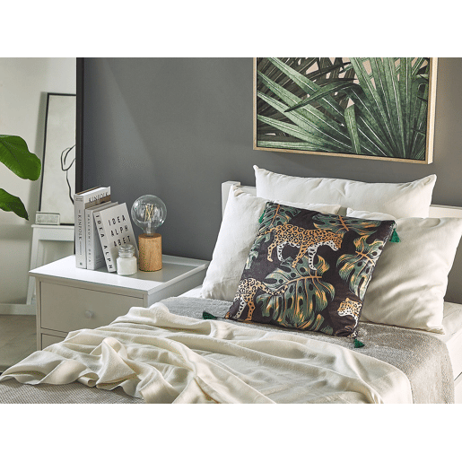 Conjunto de 2 almofadas decorativas KUHI Veludo 45 x 45 cm Preto Padrão animal