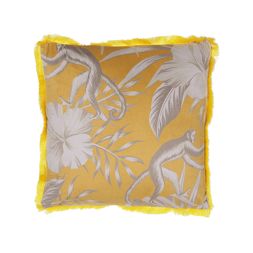 Conjunto de 2 almofadas decorativas MANJU Veludo 45 x 45 cm Amarelo Padrão animal