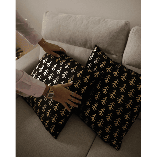 Conjunto de 2 almofadas decorativas LEROY Algodão 45 x 45 cm Preto Padrão natalicio