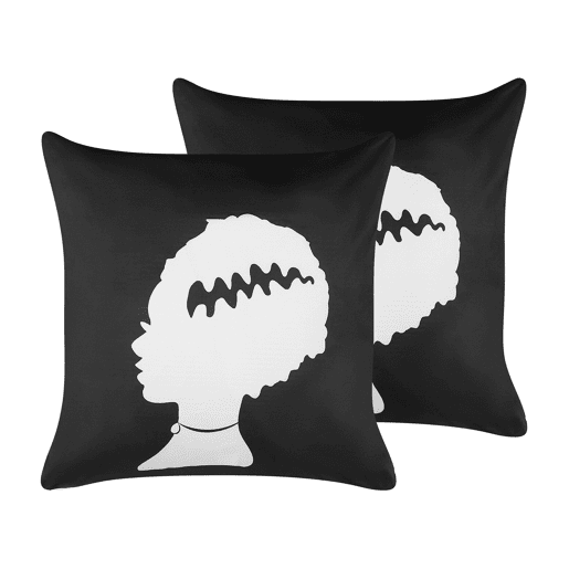 Conjunto de 2 almofadas decorativas MANDEVILLA Veludo 45 x 45 cm Preto Padrão abstracto