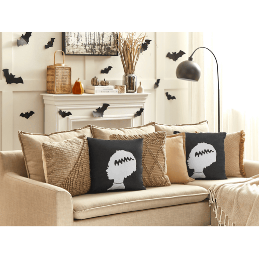 Conjunto de 2 almofadas decorativas MANDEVILLA Veludo 45 x 45 cm Preto Padrão abstracto