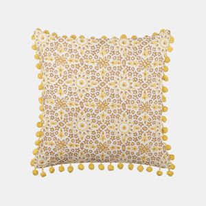 Almofada decorativa LYCROIS Algodão 45 x 45 cm Amarelo Padrão floral