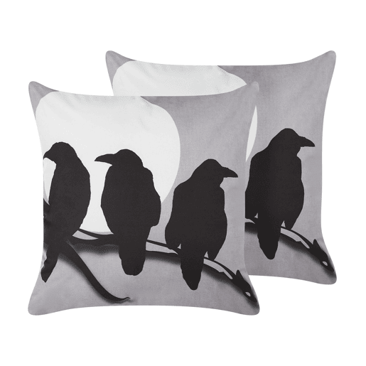 Conjunto de 2 almofadas decorativas ORADEA Veludo 45 x 45 cm Cinzento Padrão animal
