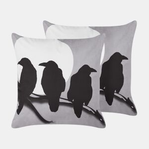 Conjunto de 2 almofadas decorativas ORADEA Veludo 45 x 45 cm Cinzento Padrão animal