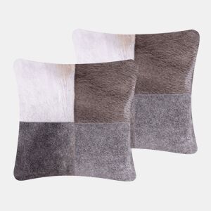 Conjunto de 2 almofadas decorativas NELLAD Pele 45 x 45 cm Cinzento Patchwork