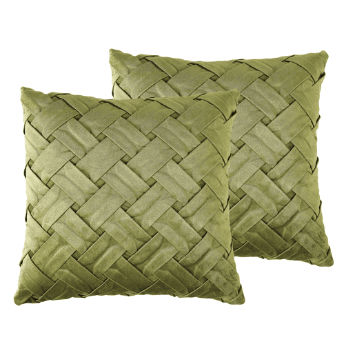 Conjunto de 2 almofadas decorativas NARCISSUS Veludo 43 x 43 cm Verde Padrão geométrico Conjunto de 2 almofadas decorativas NARCISSUS Veludo 43 x 43 cm Verde Padrão geométrico