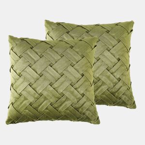 Conjunto de 2 almofadas decorativas NARCISSUS Veludo 43 x 43 cm Verde Padrão geométrico