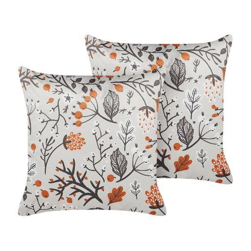 Conjunto de 2 almofadas decorativas MONTBRETIA Veludo 45 x 45 cm Multicolor Padrão de plantas