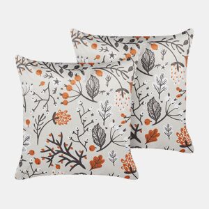 Conjunto de 2 almofadas decorativas MONTBRETIA Veludo 45 x 45 cm Multicolor Padrão de plantas