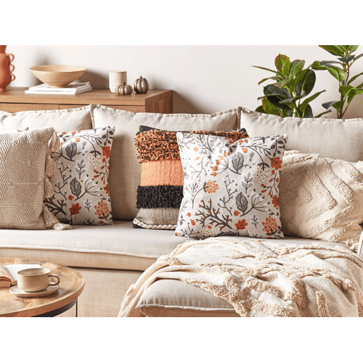 Conjunto de 2 almofadas decorativas MONTBRETIA Veludo 45 x 45 cm Multicolor Padrão de plantas