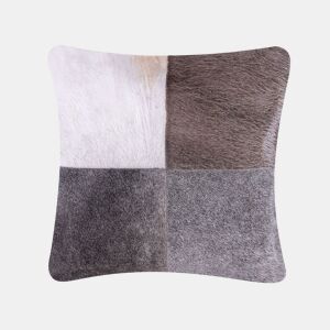 Almofada decorativa NELLAD Pele 45 x 45 cm Cinzento Patchwork
