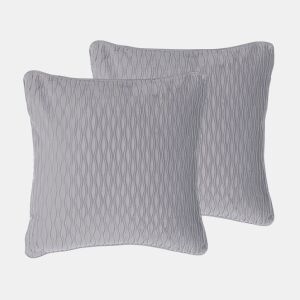 Conjunto de 2 almofadas decorativas MOTARI Veludo 45 x 45 cm Cinzento Padrão geométrico