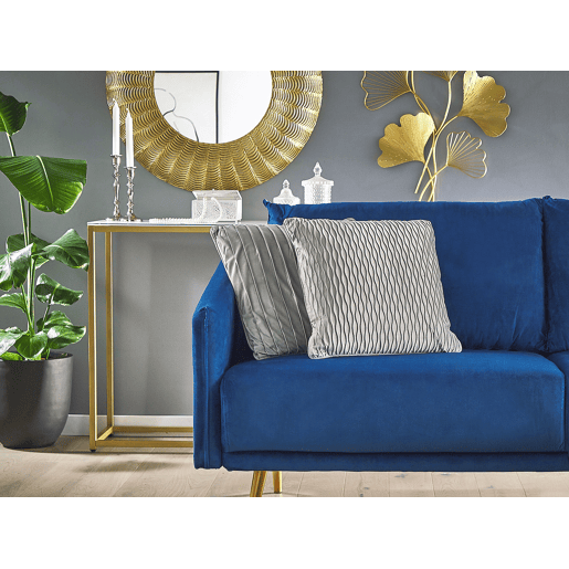 Conjunto de 2 almofadas decorativas MOTARI Veludo 45 x 45 cm Cinzento Padrão geométrico