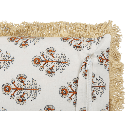 Almofada decorativa OMORIKA Algodão 45 x 45 cm Branco Padrão floral