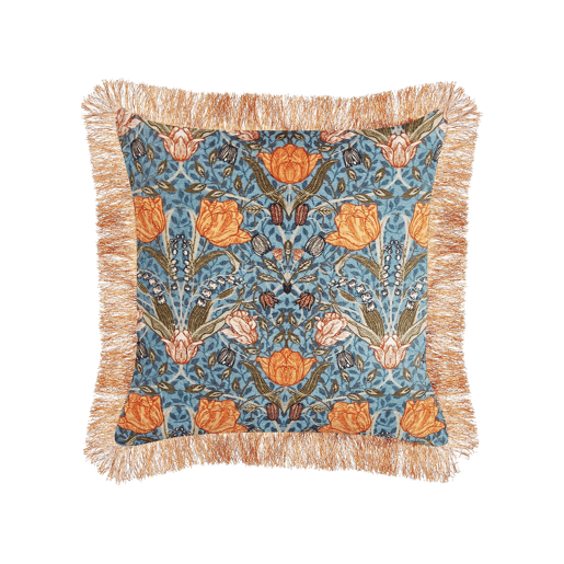 Conjunto de 2 almofadas decorativas MITELLA Veludo 45 x 45 cm Azul Padrão floral