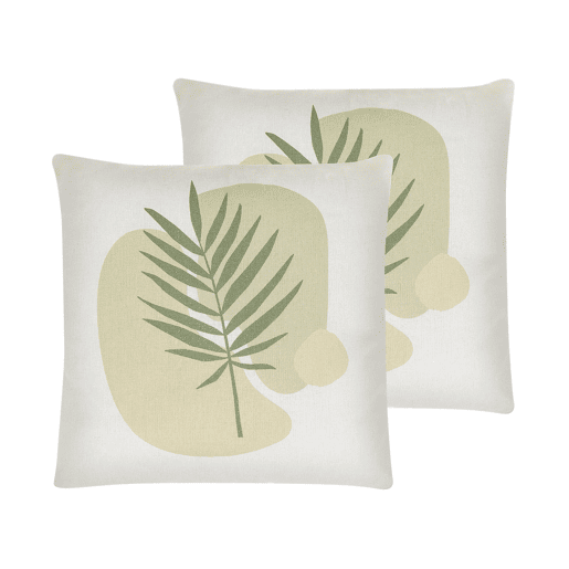 Conjunto de 2 almofadas decorativas MICROSORUM 45 x 45 cm Verde claro Padrão de plantas