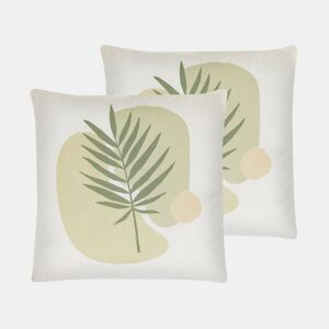 Conjunto de 2 almofadas decorativas MICROSORUM 45 x 45 cm Verde claro Padrão de plantas