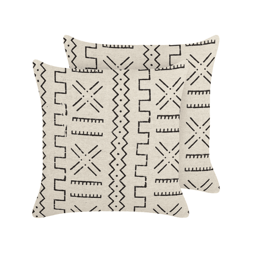 Conjunto de 2 almofadas decorativas MYRICA Algodão 45 x 45 cm Branco Padrão geométrico