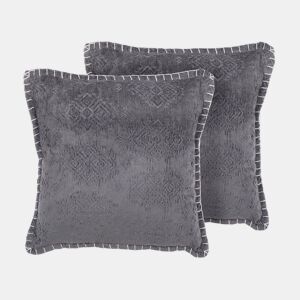 Conjunto de 2 almofadas decorativas MELUR 45 x 45 cm Cinzento Sólido