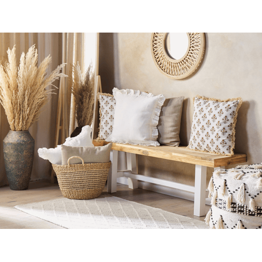 Conjunto de 2 almofadas decorativas OMORIKA Algodão 45 x 45 cm Branco Padrão floral